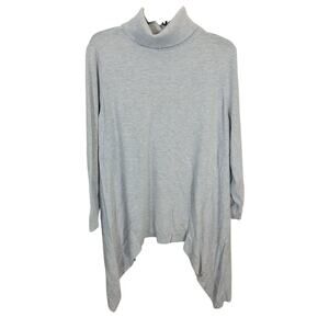 Chico's Gray Featherweight Knit Turtleneck Pullover Tunic Sweater Size 2 = Large